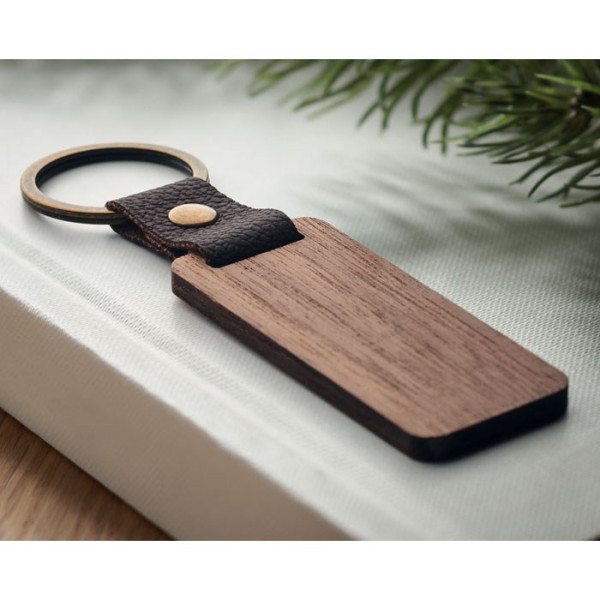 NAWKEY - Sleutelhanger notenhout en PU