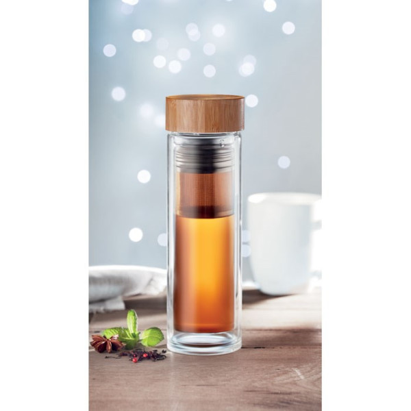 BATUMI GLASS - Dubbelwandige glazen fles 400ml